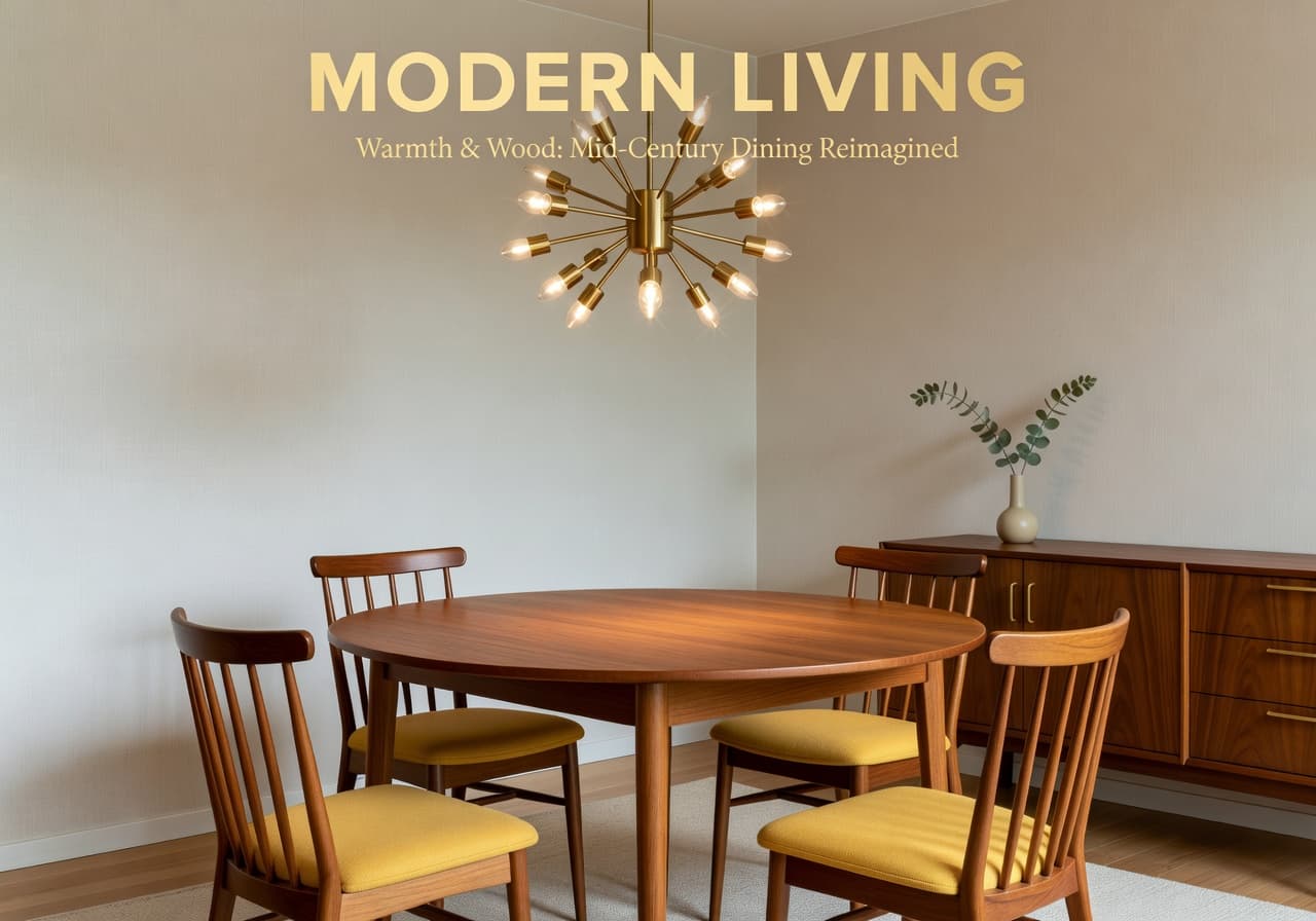 AI design dining room in mid-century modern style by DecorAI AI home design app